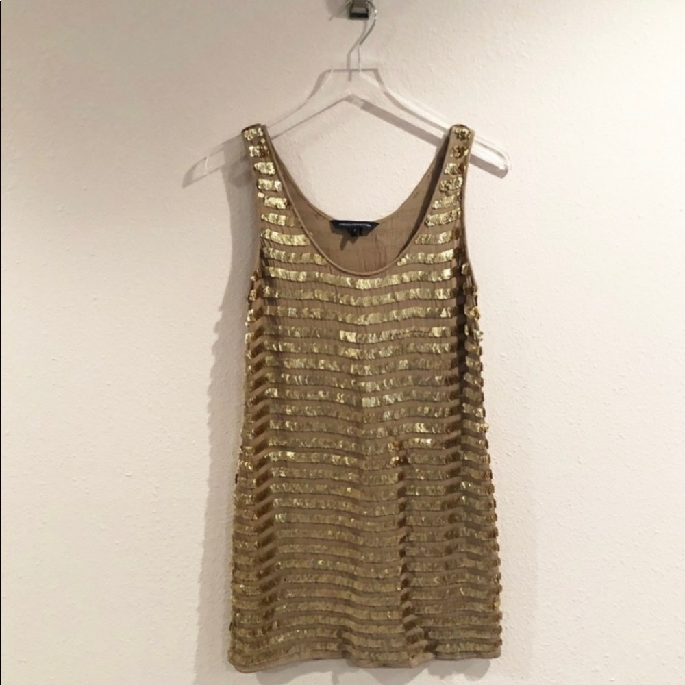 French Connection Gold Sequin Flapper Gatsby Dress - image 2